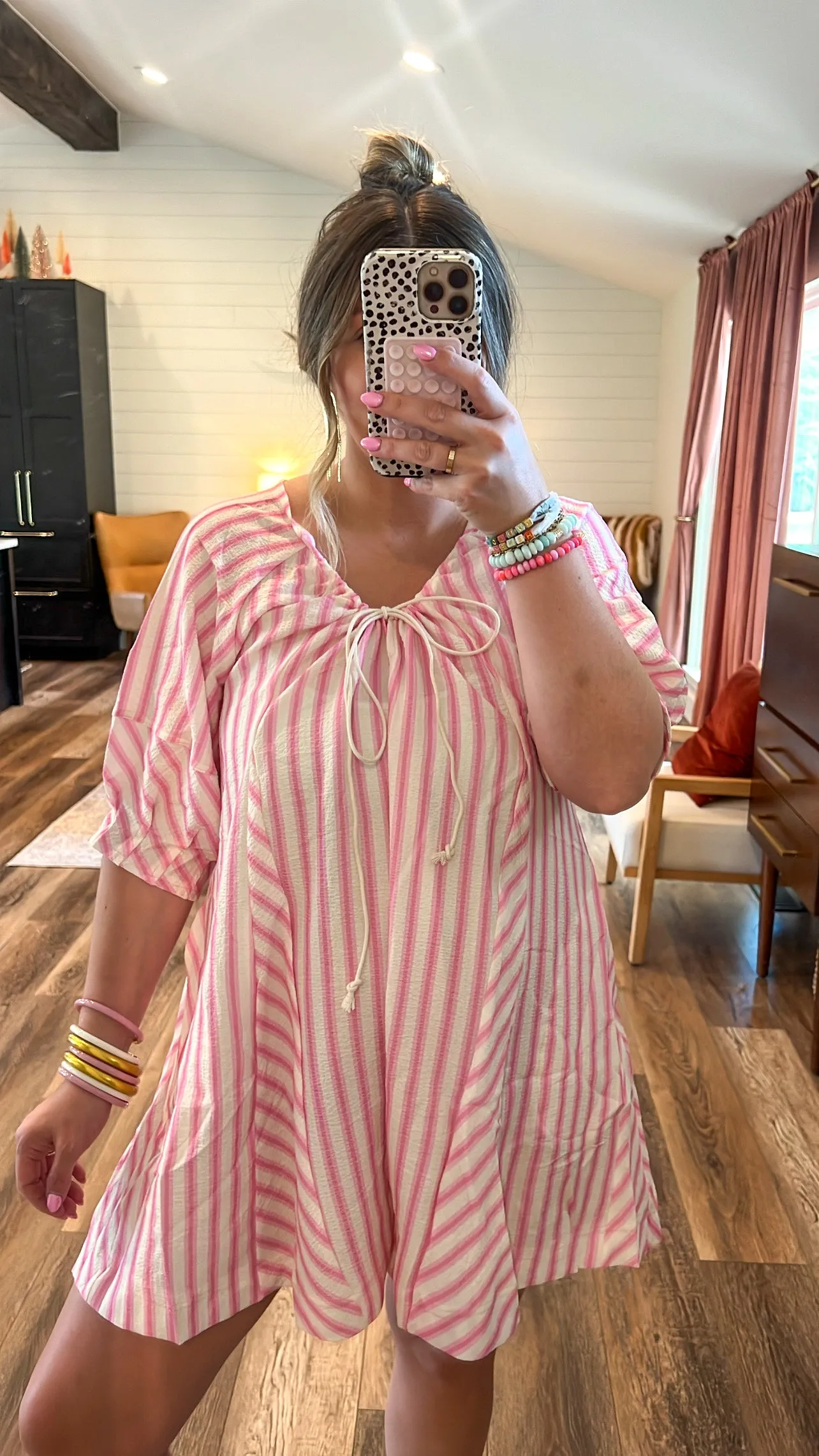 Skip Around Romper - Pink Stripes